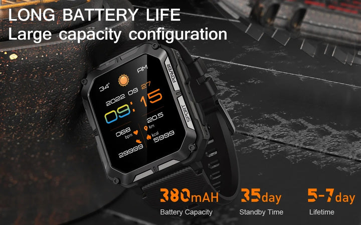 Premium IP68 Waterproof Smartwatch with Bluetooth Calling & 123 Sport Modes - 1.83" HD Display, Heart Rate & Blood Oxygen Monitor, Sleep Tracking, Voice Assistant, Long Battery Life, Compatible with Android & iOS