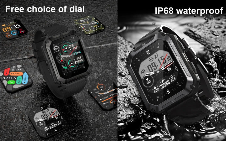 Premium IP68 Waterproof Smartwatch with Bluetooth Calling & 123 Sport Modes - 1.83" HD Display, Heart Rate & Blood Oxygen Monitor, Sleep Tracking, Voice Assistant, Long Battery Life, Compatible with Android & iOS