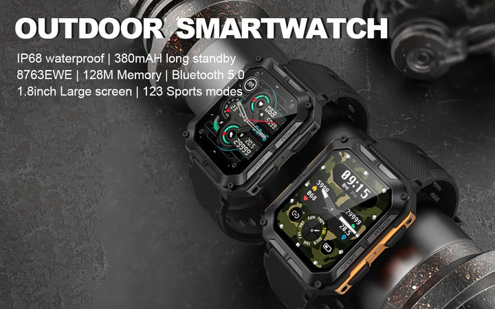 Premium IP68 Waterproof Smartwatch with Bluetooth Calling & 123 Sport Modes - 1.83" HD Display, Heart Rate & Blood Oxygen Monitor, Sleep Tracking, Voice Assistant, Long Battery Life, Compatible with Android & iOS