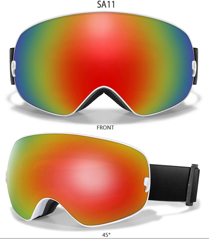 Premium Ski Goggles – Large Comma Spherical Design, Double-Layer Anti-Fog Lens, Winter Cycling & Sled Sports Glasses, Wide Field of View, Suitable for Myopia