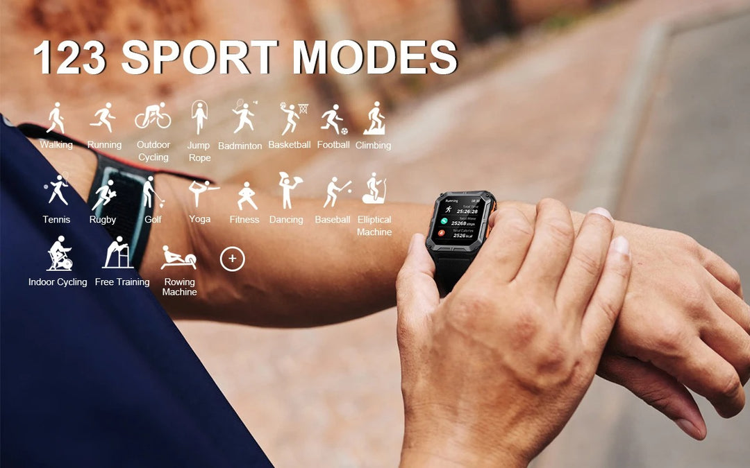 Premium IP68 Waterproof Smartwatch with Bluetooth Calling & 123 Sport Modes - 1.83" HD Display, Heart Rate & Blood Oxygen Monitor, Sleep Tracking, Voice Assistant, Long Battery Life, Compatible with Android & iOS