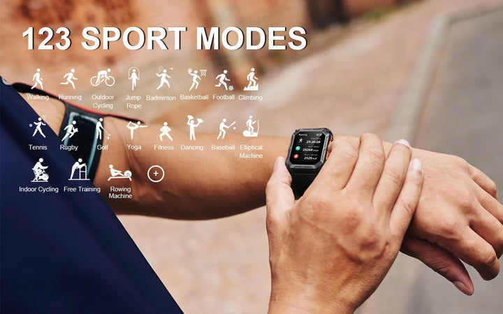 Premium IP68 Waterproof Smartwatch with Bluetooth Calling & 123 Sport Modes - 1.83" HD Display, Heart Rate & Blood Oxygen Monitor, Sleep Tracking, Voice Assistant, Long Battery Life, Compatible with Android & iOS